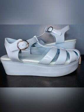 Jeffrey Campbell Light Blue Strappy T-Bar Platform Sandals